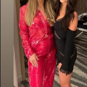 Pink sparkly going out set from Revolve